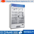 Double Glass Door Beverage Cooler Upright Vertical Showcase